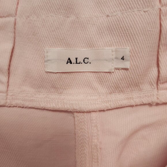 ALC Light Pink Coburn Waist Tie Tapered Pants Size 4 Cotton Linen Blend - Picture 9 of 11